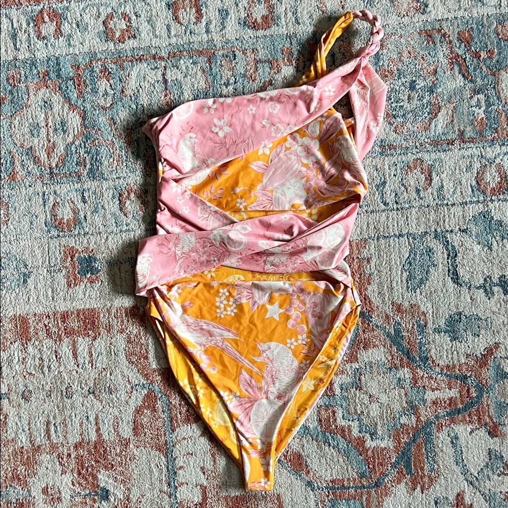 Agua Bendita Gemma Floral Cutout One Piece Swimsuit Size Medium